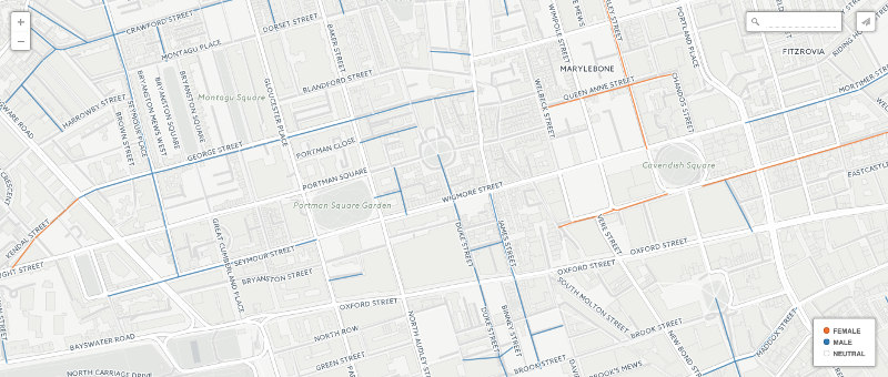 London streets highlighted by gender
